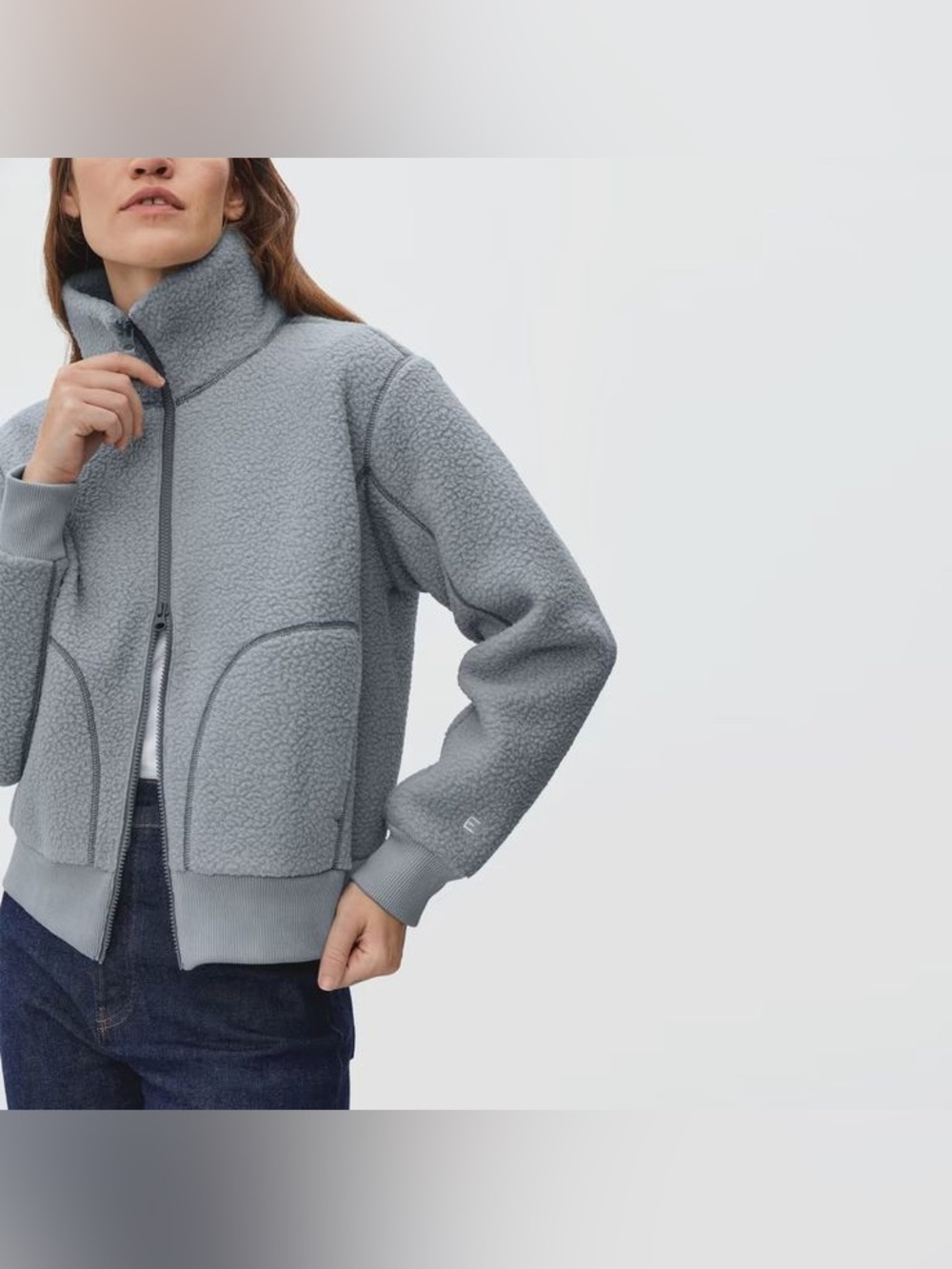 Everlane Renew Teddy Bomber in Ice Blue sz M